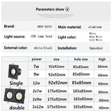 Dimmable Recessed COB Downlights 7W 9W 12W LED Square Ceiling Spot Lights AC85-265V LED Ceiling Lamps Indoor Lighting