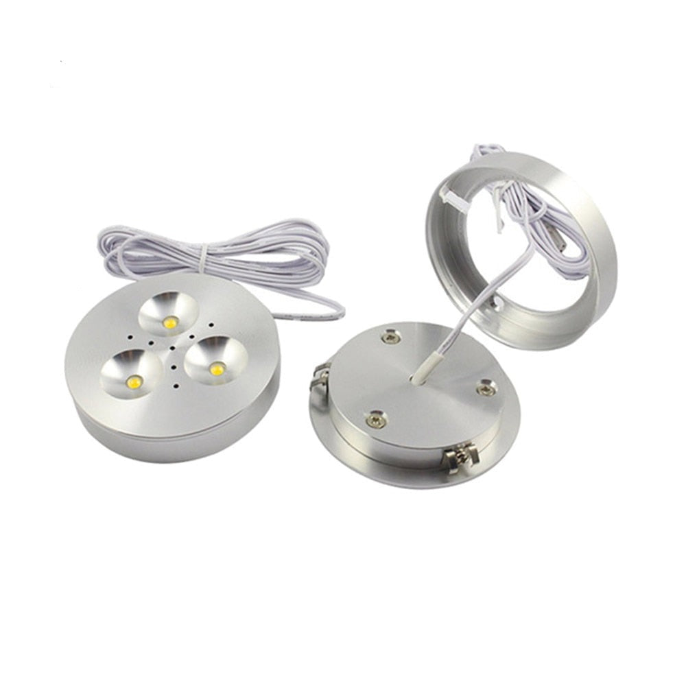 LED Under Cabinet Light 12V DC Warm Natural Cool White 12V LED Puck Lights Downlight for Under Kitchen Closet Cabinets Lighting
