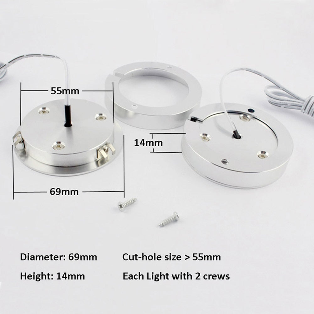LED Under Cabinet Light 12V DC Warm Natural Cool White 12V LED Puck Lights Downlight for Under Kitchen Closet Cabinets Lighting