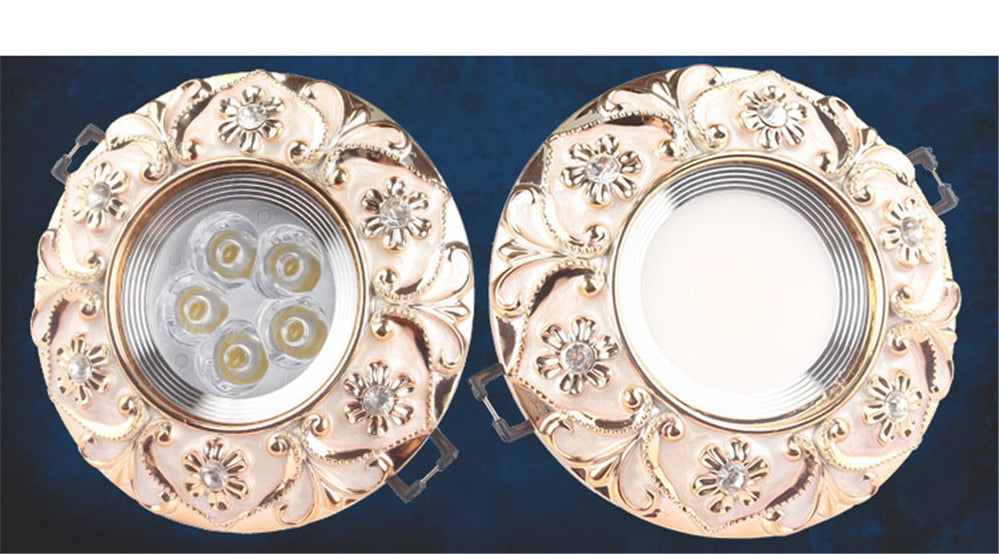 European Style Resin Lace Diamond Led Cob Ceiling Lamp 5W 7W 110V 220V For Hallway Living Room Interior Loft Recessed Spotlight