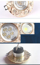 European Style Resin Lace Diamond Led Cob Ceiling Lamp 5W 7W 110V 220V For Hallway Living Room Interior Loft Recessed Spotlight