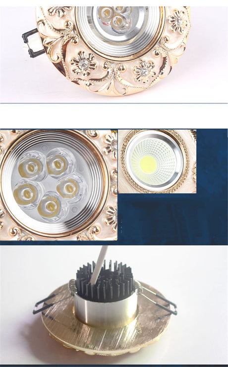 European Style Resin Lace Diamond Led Cob Ceiling Lamp 5W 7W 110V 220V For Hallway Living Room Interior Loft Recessed Spotlight