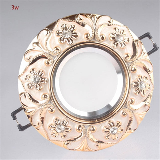 European Style Resin Lace Diamond Led Cob Ceiling Lamp 5W 7W 110V 220V For Hallway Living Room Interior Loft Recessed Spotlight