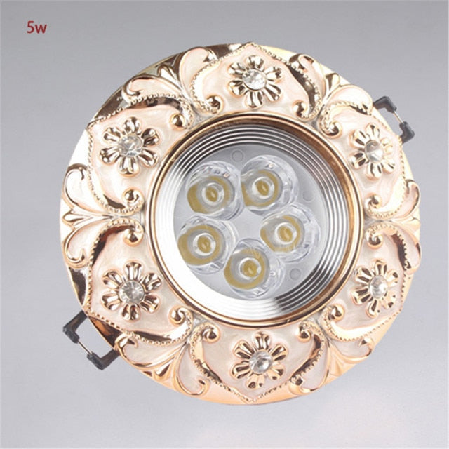 European Style Resin Lace Diamond Led Cob Ceiling Lamp 5W 7W 110V 220V For Hallway Living Room Interior Loft Recessed Spotlight