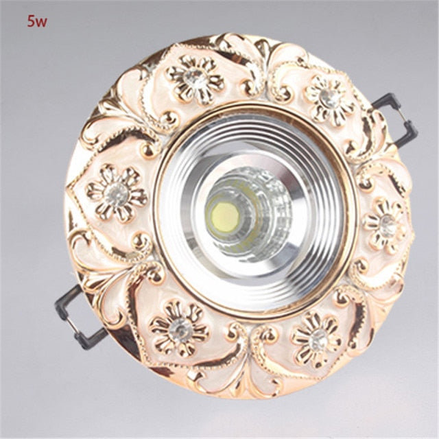European Style Resin Lace Diamond Led Cob Ceiling Lamp 5W 7W 110V 220V For Hallway Living Room Interior Loft Recessed Spotlight
