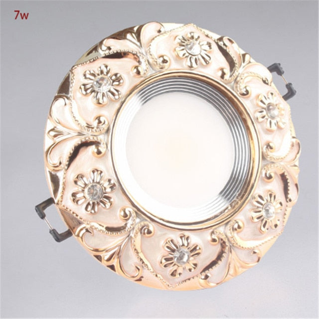 European Style Resin Lace Diamond Led Cob Ceiling Lamp 5W 7W 110V 220V For Hallway Living Room Interior Loft Recessed Spotlight