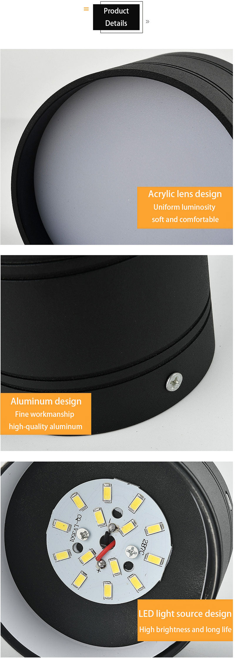 Round Dimmable LED Ceiling Downlight 5/7/9/12/15/18/20/24W Surface Mounted Spotlights Kitchen Bedroom Livingroom Indoor Lighting