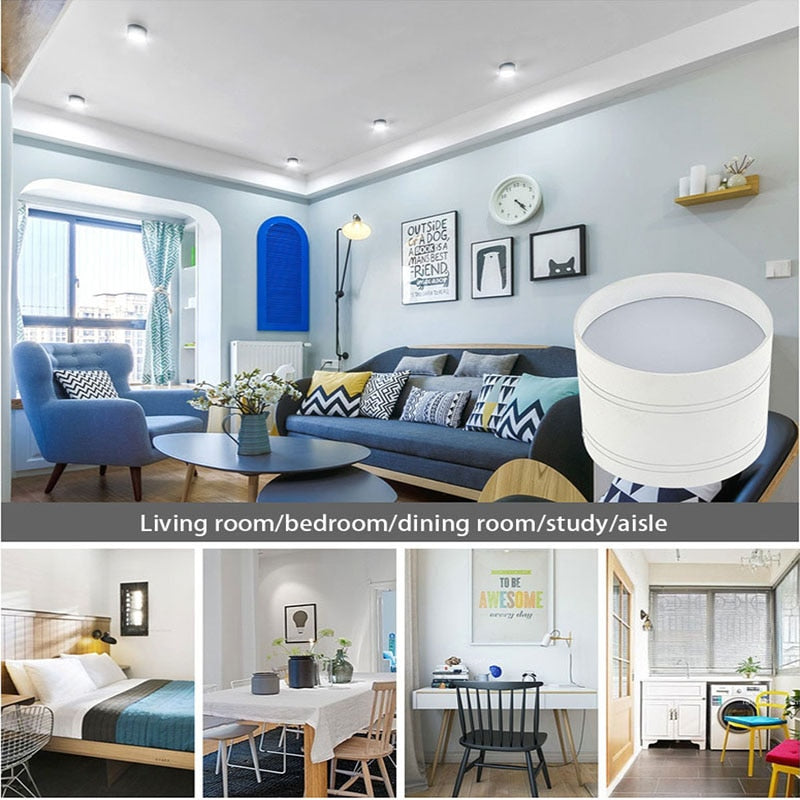 Round Dimmable LED Ceiling Downlight 5/7/9/12/15/18/20/24W Surface Mounted Spotlights Kitchen Bedroom Livingroom Indoor Lighting