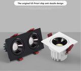 Square Dimmable Recessed COB LED Downlights 7W 10W 2X7W 2X10W LED Ceiling Lamps AC85-265V LED Ceiling Spot Lights Indoor Lighting