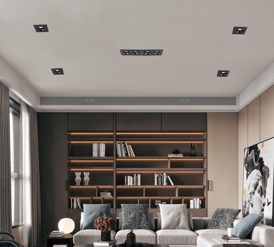 Square Dimmable Recessed COB LED Downlights 7W 10W 2X7W 2X10W LED Ceiling Lamps AC85-265V LED Ceiling Spot Lights Indoor Lighting