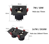 Square Dimmable Recessed COB LED Downlights 7W 10W 2X7W 2X10W LED Ceiling Lamps AC85-265V LED Ceiling Spot Lights Indoor Lighting