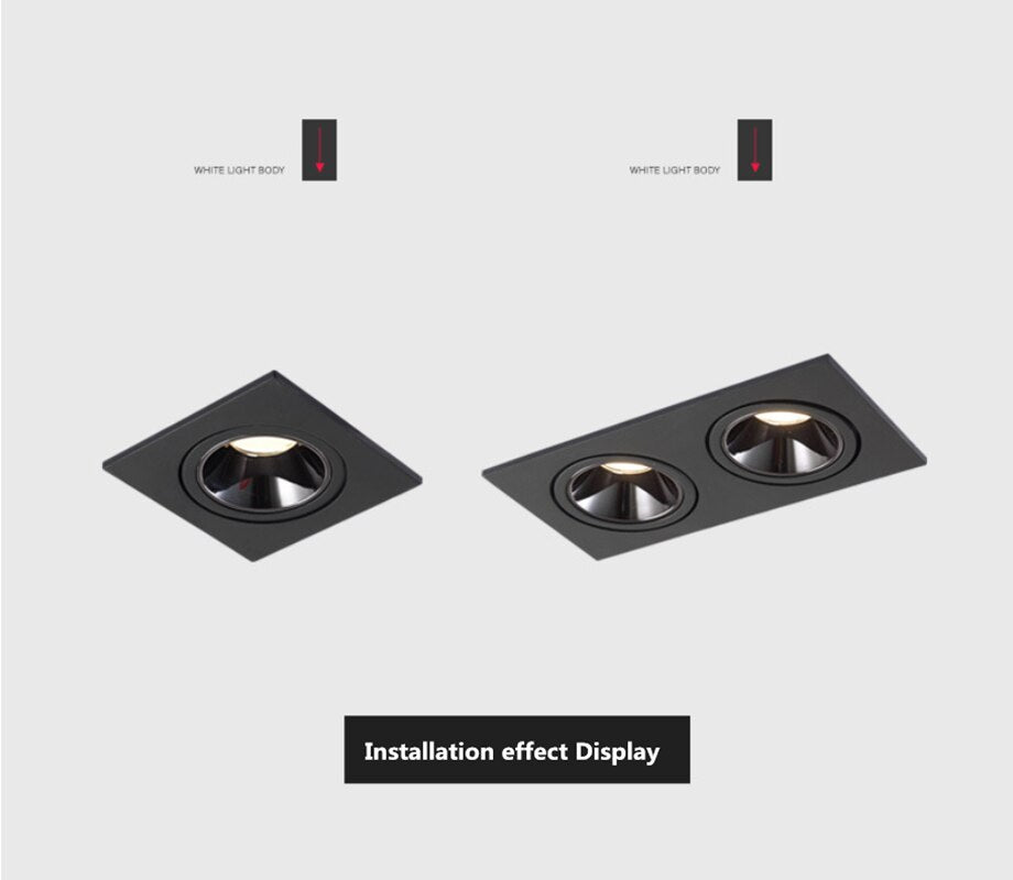 Square Dimmable Recessed COB LED Downlights 7W 10W 2X7W 2X10W LED Ceiling Lamps AC85-265V LED Ceiling Spot Lights Indoor Lighting