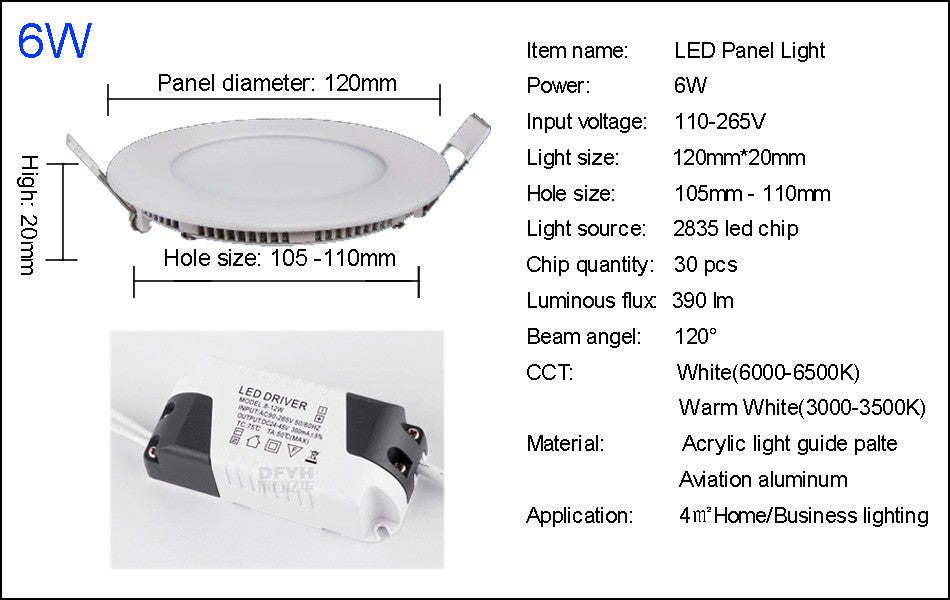 Ultra Thin LED Downlight Lamp 3W 4W 6W 9W 12W 15W 18W 24W LED Ceiling Recessed Grid Downlight Slim Round Panel Light