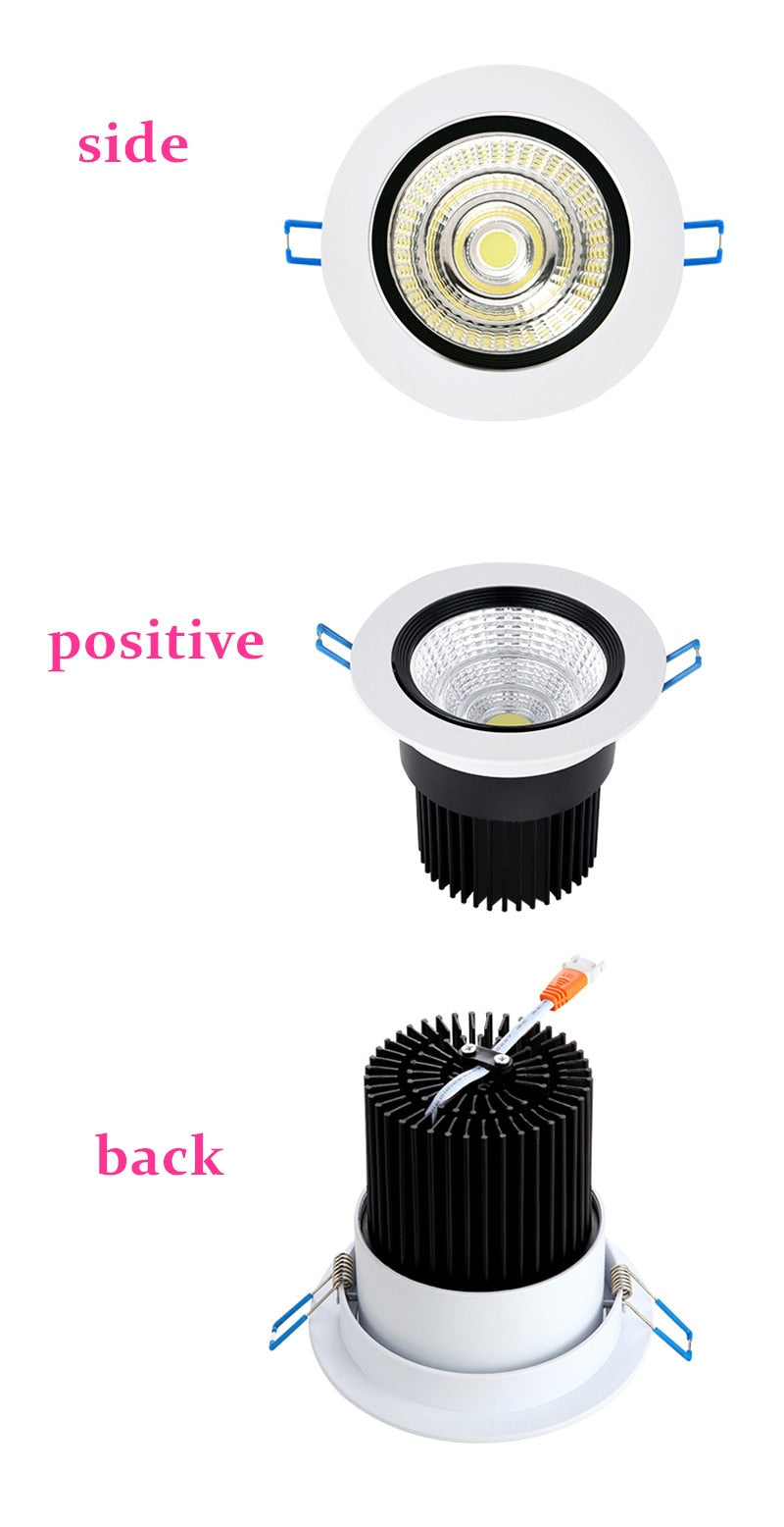 Unique Design White plus Black Dimmable Recessed COB LED Downlights 5W 7W 9W 12W 15W 18W Ceiling lamp Spot lights AC90-260V