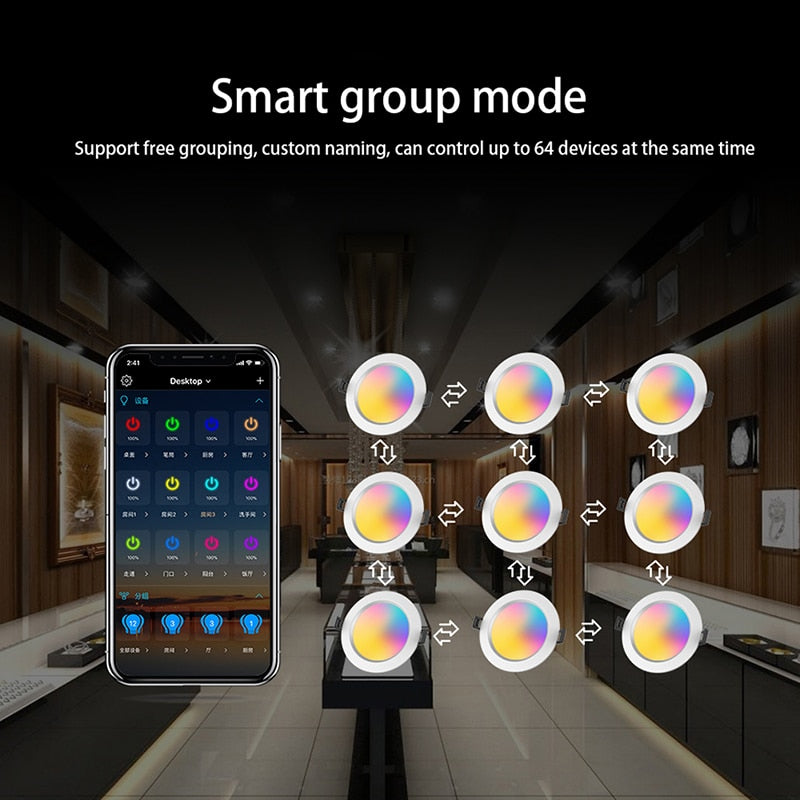 Smart LED Downlight Dimming Round Spot Light 5W 9W RGB Color Changing Warm Cold light Bluetooth APP Control Smart Light