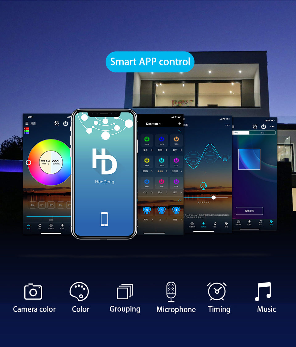 Smart LED Downlight Dimming Round Spot Light 5W 9W RGB Color Changing Warm Cold light Bluetooth APP Control Smart Light