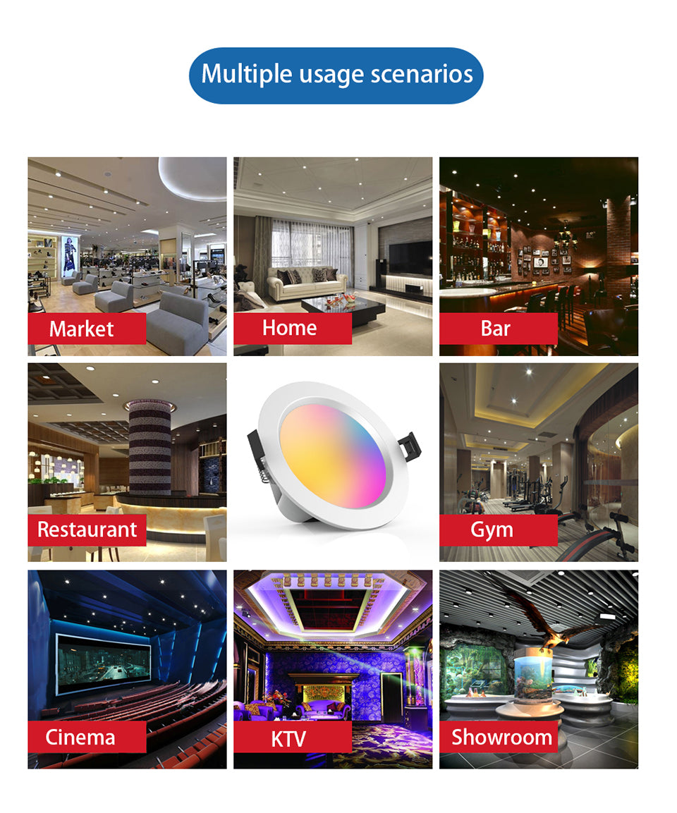 Smart LED Downlight Dimming Round Spot Light 5W 9W RGB Color Changing Warm Cold light Bluetooth APP Control Smart Light