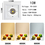 Dimmable LED downlight COB spotlight 10W 20W 30W Ceiling inlaid light Interior lighting AC110V-220V living room bedroom