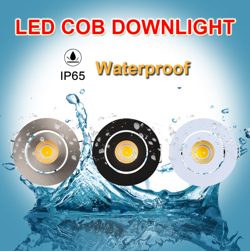 Square Dimmable Embedded LED waterproof IP65 10pcs/lot cob ceiling 3W Bathroom Kitchen Hotel shower room LED downlight Cob Lamp