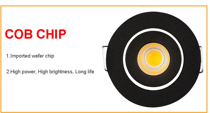 Square Dimmable Embedded LED waterproof IP65 10pcs/lot cob ceiling 3W Bathroom Kitchen Hotel shower room LED downlight Cob Lamp