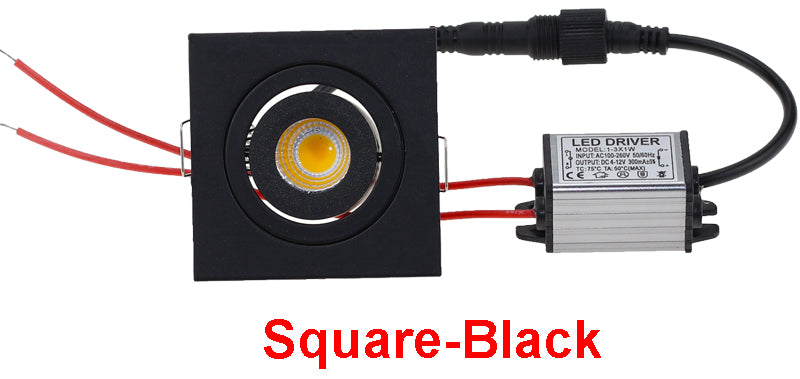 Square Dimmable Embedded LED waterproof IP65 10pcs/lot cob ceiling 3W Bathroom Kitchen Hotel shower room LED downlight Cob Lamp