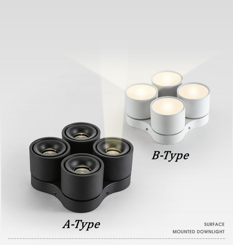 Dimmable Folding Rotating LED Downlights 28W 40W 48W 60W COB LED Ceiling Spot Lights AC85-265V LED Wall Lamps Indoor Lighting