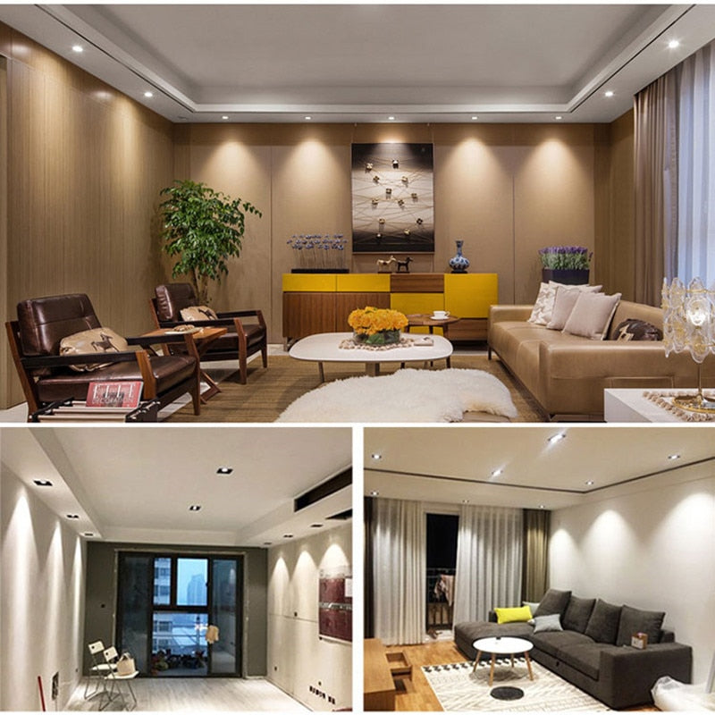 Square Dimmable Recessed COB LED Downlights 7W 9W 12W LED Ceiling Spot Lights AC85-265V LED Ceiling Lamps Indoor Lighting