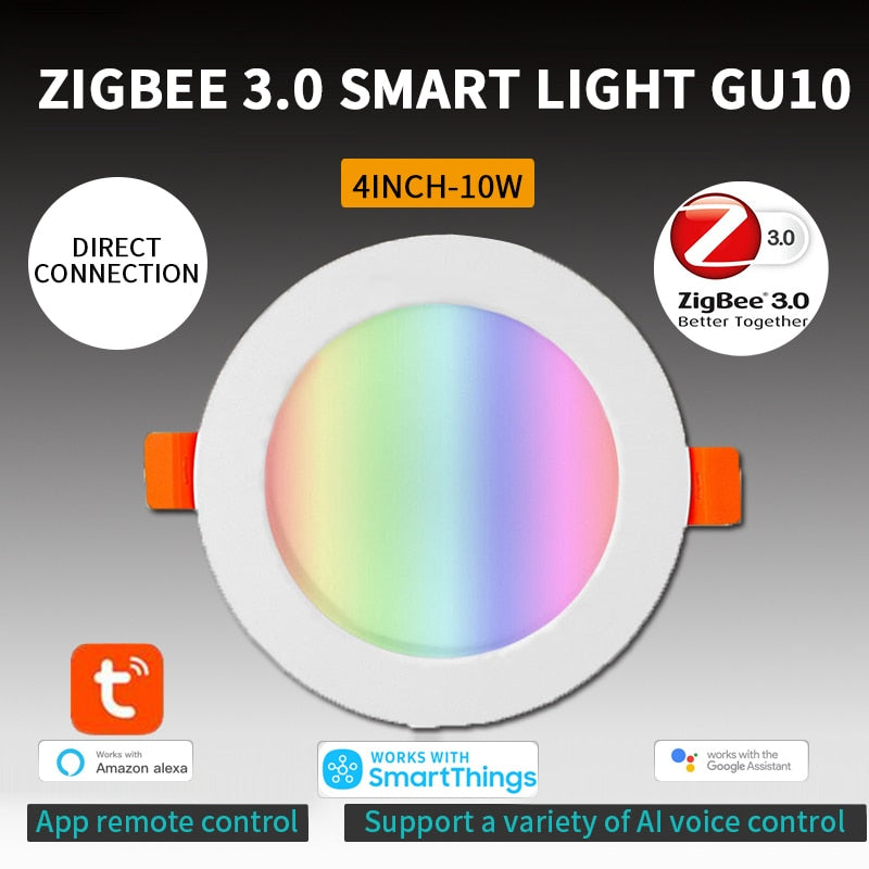 Tuya Zigbee 3.0 Smart Downlight 4 Inch RGBCW 10W Led Recessed Ceiling Light Voice Control Work With Alexa Google Home Smart Life