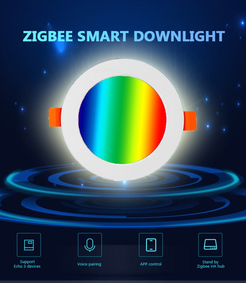 Tuya Zigbee 3.0 Smart Downlight 4 Inch RGBCW 10W Led Recessed Ceiling Light Voice Control Work With Alexa Google Home Smart Life