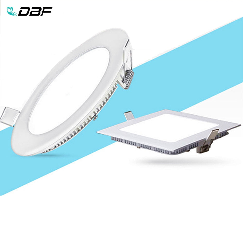 DBF Ultra Thin Led Panel light Round/Square 3W 4W 6W 9W 12W 15W 18W LED Ceiling Recessed Down Light AC85-265V LED downlight
