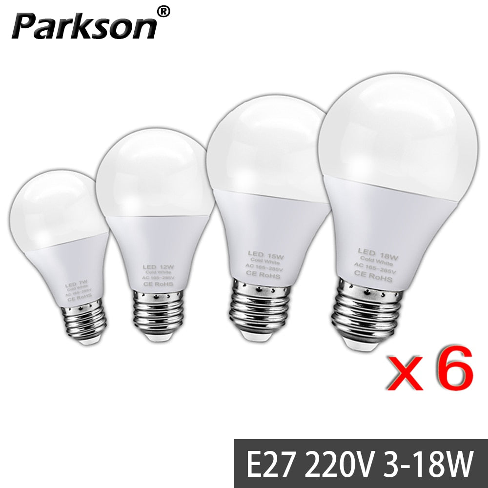 LED Light Bulb 18W 15W 12W 9W 6W 3W 240V 220V 6pcs/Lot E27 Lampara LED Lamp Indoor Lighting For Home Chandeliers Spotlight