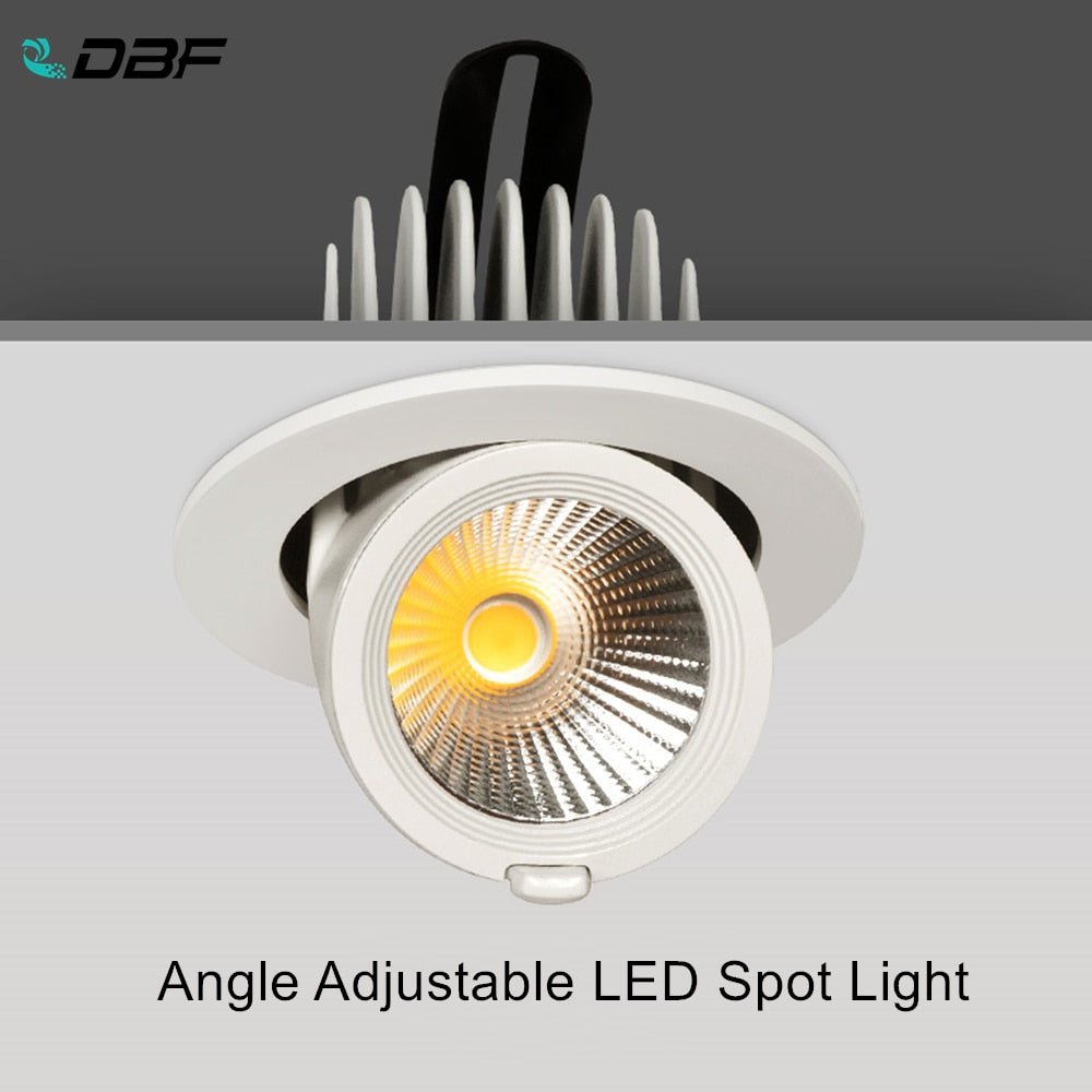 DBF Angle Adjustable LED Downlights 7W 10W 12W 15W 20W Dimmable Ceiling Spot Lights AC85-265V for Living room TV Background