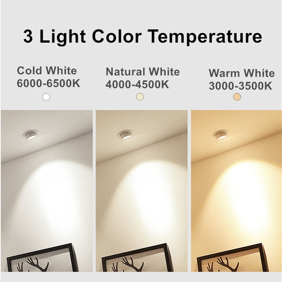 DBF Angle Adjustable LED Downlights 7W 10W 12W 15W 20W Dimmable Ceiling Spot Lights AC85-265V for Living room TV Background