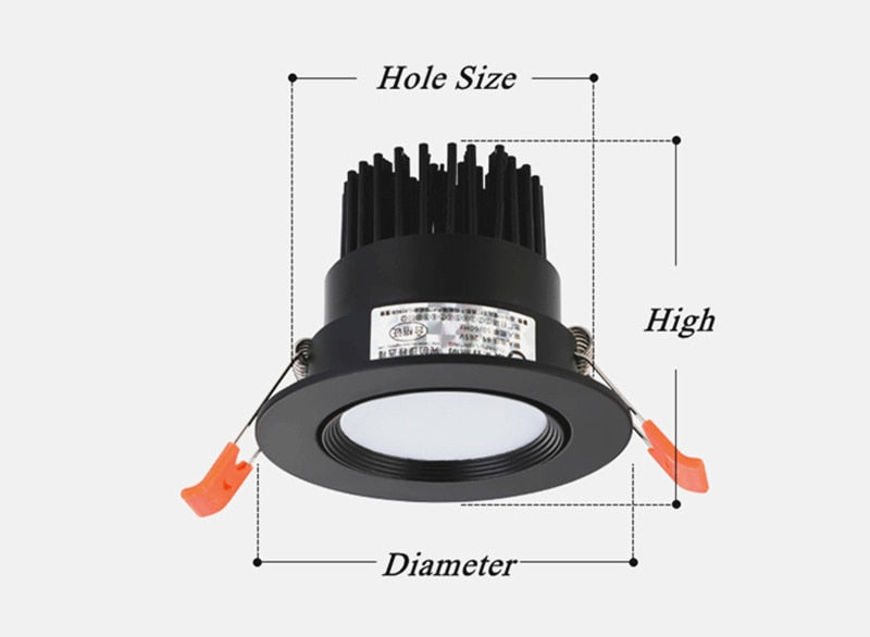 Dimmable Recessed Anti Glare LED Downlights 5W 7W 9W 12W COB LED Ceiling Spot Lights AC85-265V LED Ceiling Lamps Indoor Lighting