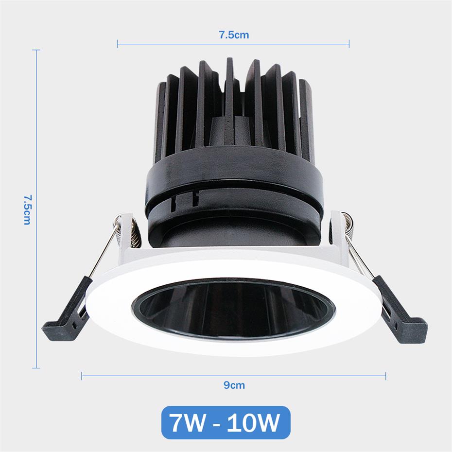Recessed In Downlight Anti-glare Led Ceiling Lamp Aluminum Spot Led Light 7W 10W Dimmable For Hotel Living Room Bedroom Corridor