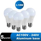 LED Lamp E27 B22 5pcs/lot Lampada Lampe Bedroom/Store Downlight Reading Replacement 3W 6W 9W 12W 15W 18W 110V 220V Cold White