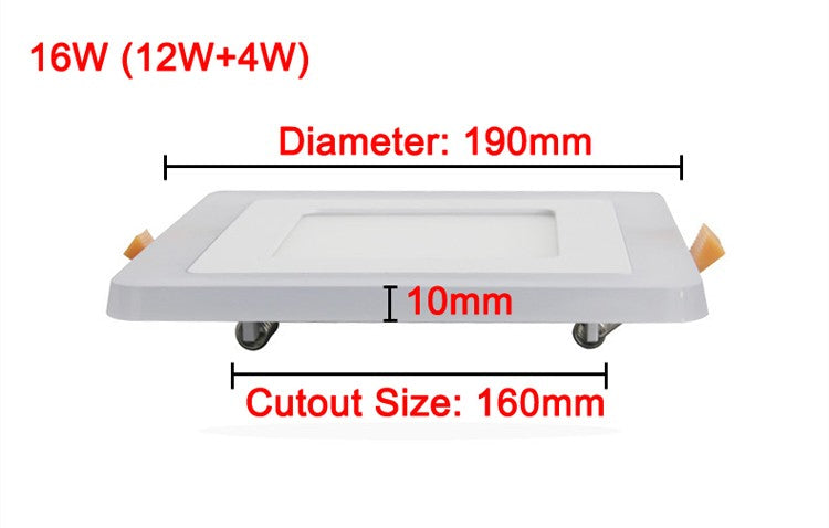 New Design LED Panel Downlight 6W 9W 16W 3 Model LED Panel Light AC85-265V Recessed Ceiling Lamp Aluminum Acrylic Painel Lights