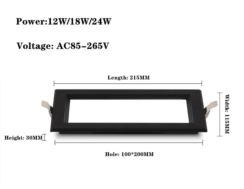 LED panel recessed downlight 12W 18W 24w square LED downlight super bright energy saving AC110V 220V home indoor lighting