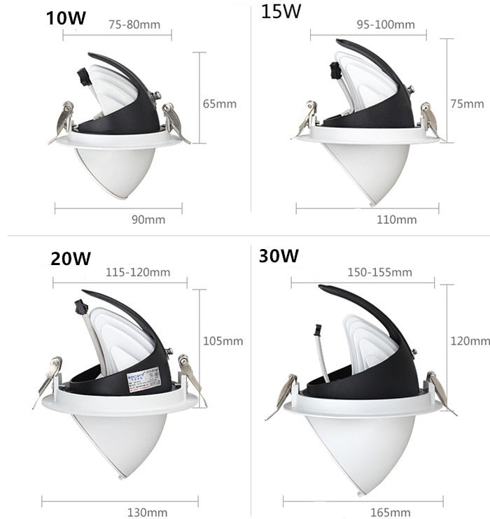 LED trunk light COB LED gimbal light 10W 15W 30W Warm White Cold White COB LED gimble lamp rotatable led downlight Adjustable