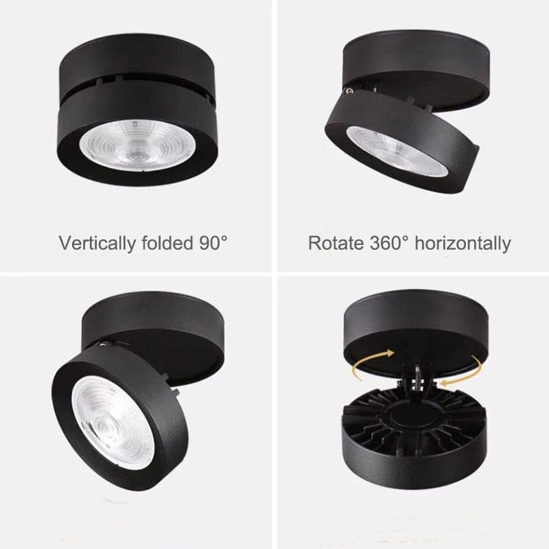 New LED surface mounted downlight, COB spotlight ceiling light 5W 7W 10W 15W foldable 360-degree rotating background wall lighting