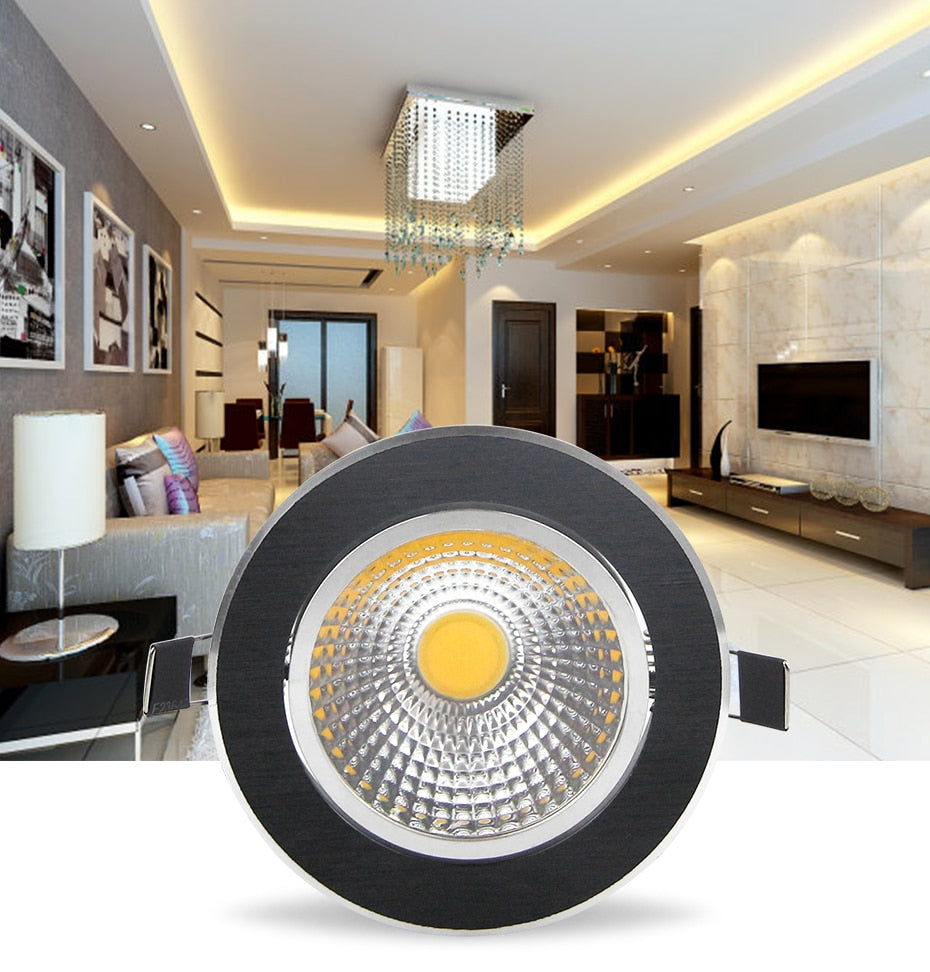 DBF Black Round/Square Recessed LED Dimmable Downlight COB 7W 9W 12W 15W LED Spot Light LED Decoration Ceiling Lamp AC110V/220V