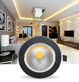 DBF Black Round/Square Recessed LED Dimmable Downlight COB 7W 9W 12W 15W LED Spot Light LED Decoration Ceiling Lamp AC110V/220V
