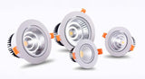 Dimmable LED COB Spotlight Ceiling lamp AC85-265V 3W 5W 7W 9W 12W 15W Aluminum recessed downlights round Led Spot Light