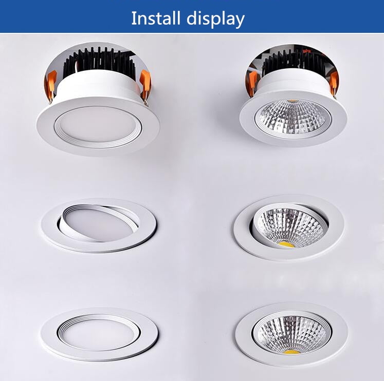 Dimmable LED COB Spotlight Ceiling lamp AC85-265V 3W 5W 7W 9W 12W 15W Aluminum recessed downlights round Led Spot Light