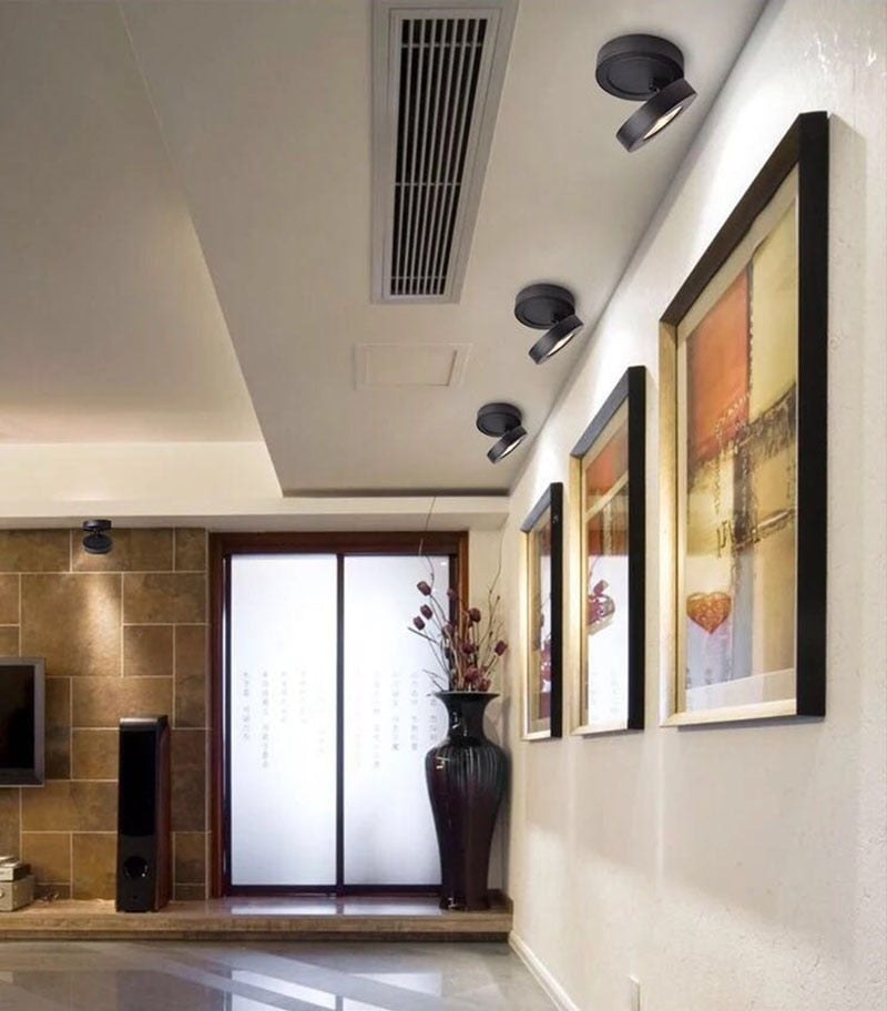 LED ceiling spotlight, track light 3W 5W 7W 10W ultra-thin surface mounted downlight, foldable 360-degree rotating background wall