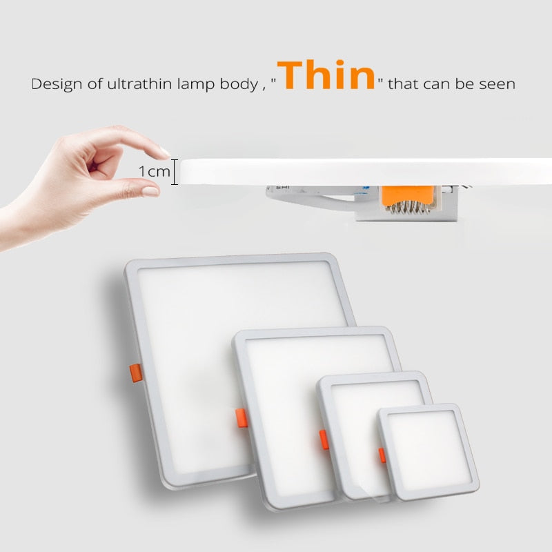 Ultra-thin LED Panel Lamp Recessed Square/Round Ceiling Downlight 6W 8W 15W 20W Living Room Bathroom Indoor Spot Lights  AC220V