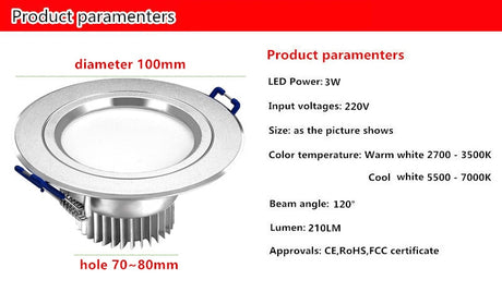 LED Ceiling downlight Epistar 1PCS 3W 5W 7W 9W 12W LED ceiling lamp Recessed Spot light AC220V 230V for home illumination
