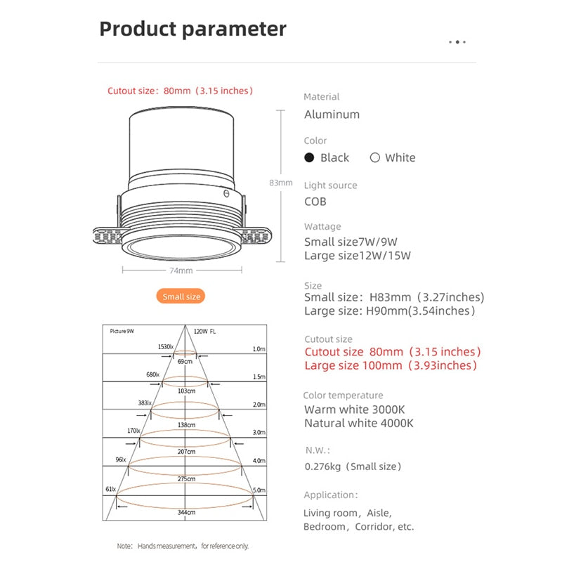 Aisilan Modern LED recessed downlight frameless built-in spot lamp Minimalist Convenient installation for living room bedroom