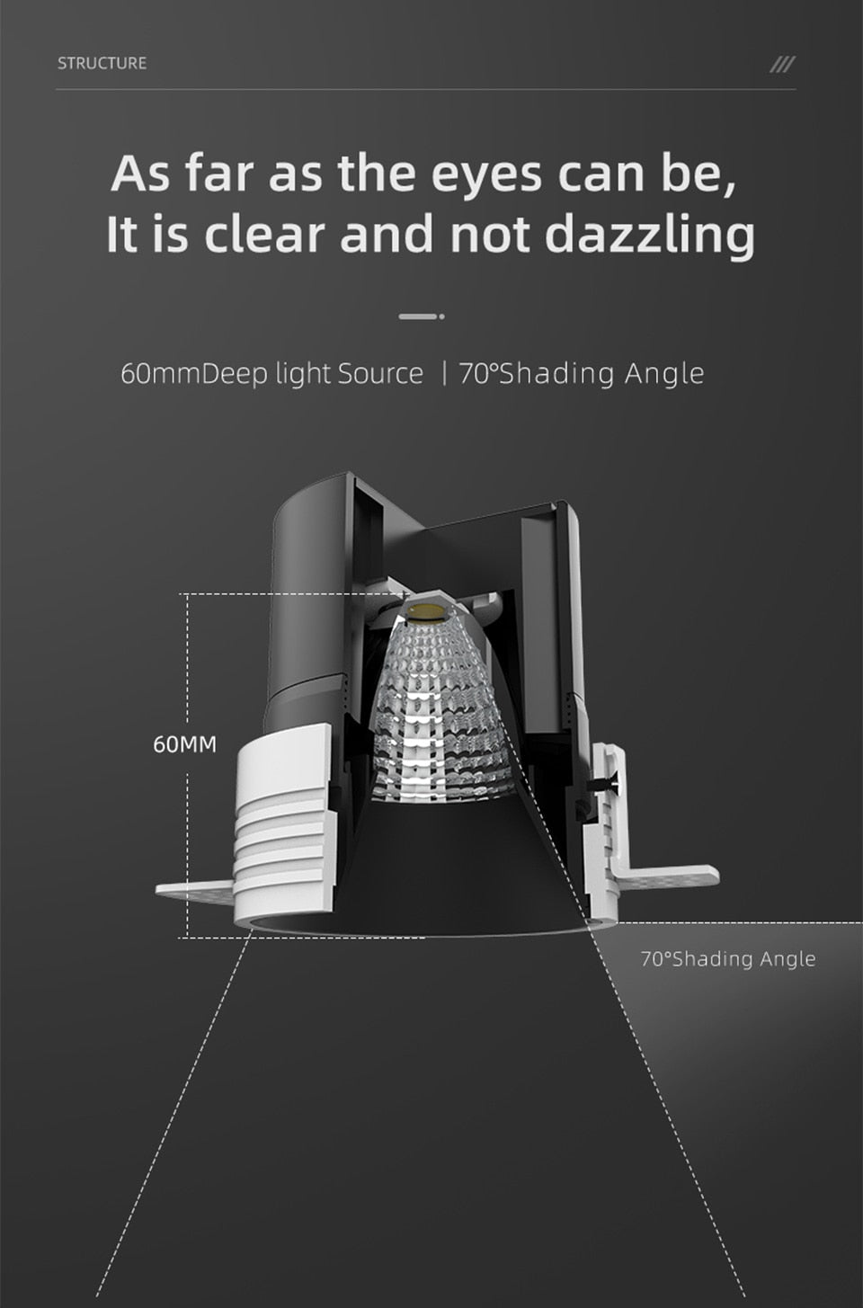 Aisilan Modern LED recessed downlight frameless built-in spot lamp Minimalist Convenient installation for living room bedroom