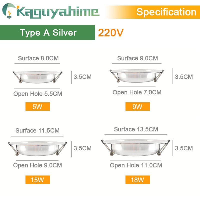 OK-B LED Downlight 4Pcs/Lot 3W 5W 9W 12W 15W 18W Spot 220V Gold Silver White Ultra Thin Aluminum Round Recessed LED Lighting